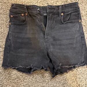 Black Denim Frayed Hem Women's Shorts American Eagle